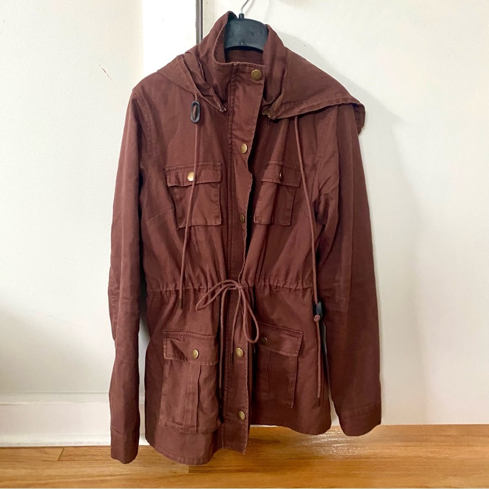 41 Hawthorn Chaplin Lined Hooded Anorak Cargo Utility Jacket Size Medium Brown - Picture 2 of 6
